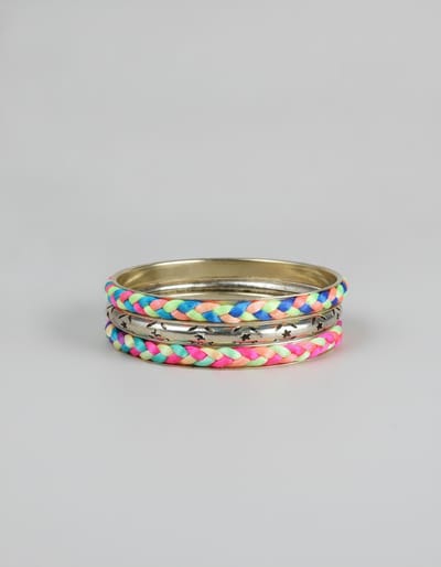 4-Piece Colorful Woven Gold Bracelet Set