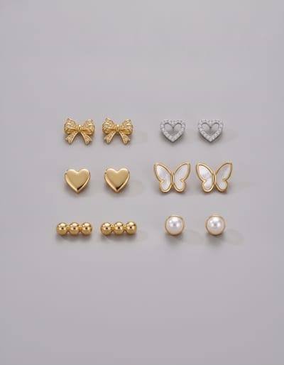 6-Pair Simple Stud Earrings Set