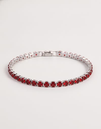 Blood Red Cubic Zirconia Tennis Chain Bracelet