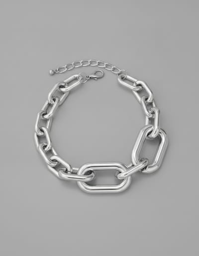 Chunky Silver Chain Choker Necklace