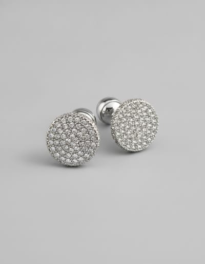 Crystal Full-Rhinestone Round Cufflinks