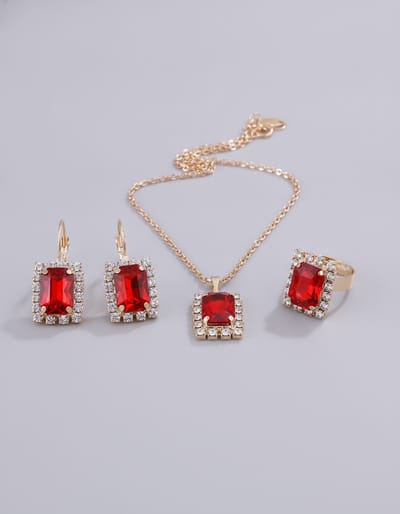 Crystal Necklace, Earring & Ring Three-Piece Set