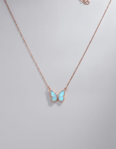 Fashion Blue Luminous Butterfly Necklace