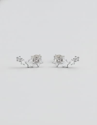 Frosty-Style Silver Stud Earrings