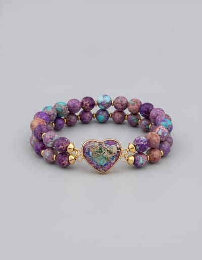 Heart-Shaped Double-Layer Woven Natural Stone Bracelet