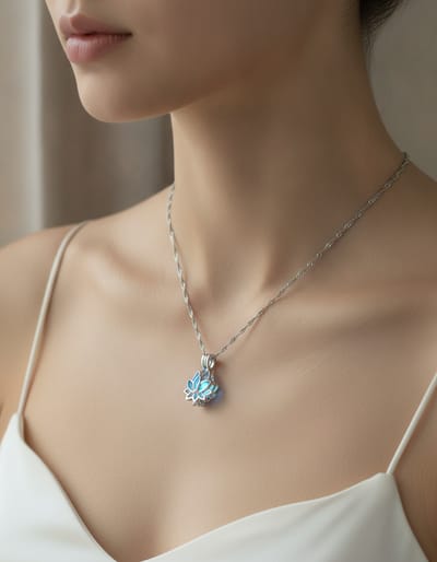 Lotus Photo Box Luminous Pendant Necklace