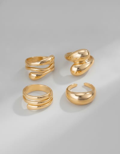 Minimalist Golden Open Ring Set of 4