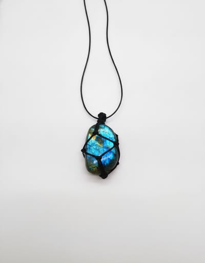 Natural Moonstone Labradorite Rough Stone Pendant Necklace