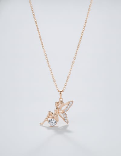 Women's Rose Gold Angel Pendant Zircon Necklace